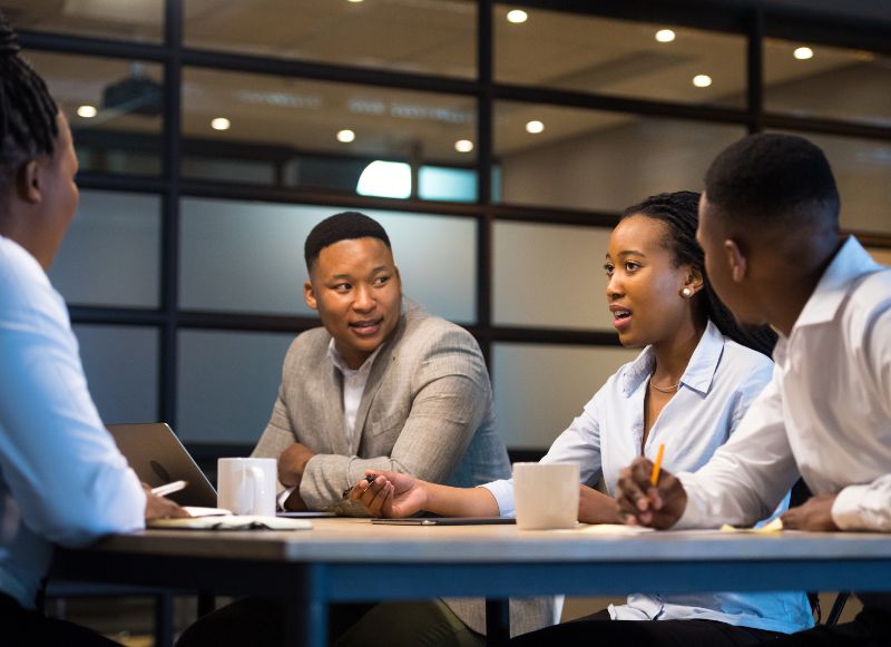 Successful African business team at a meeting
